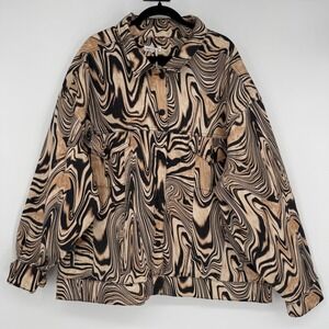 GOOD AMERICAN NATURAL SWIRL BOYFRIEND JACKET OVERSIZED SIZE 6 (2XL)